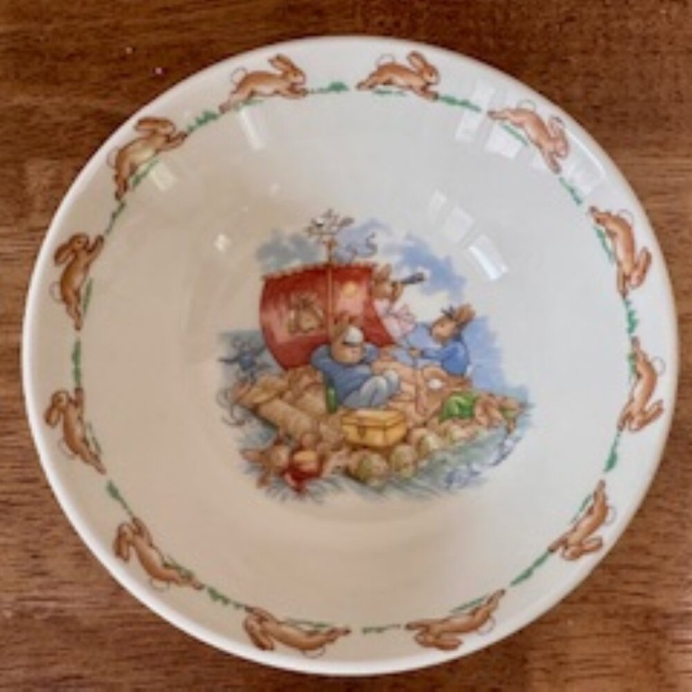 Royal Doulton Bunnykins Bowl‎ Rabbits on Raft Vintage Nursery Collectible